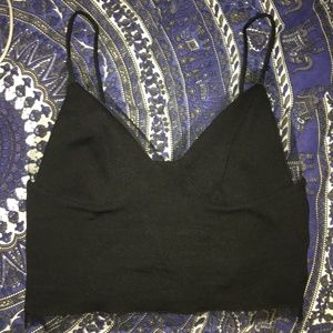 Black crop top with mesh lined detail